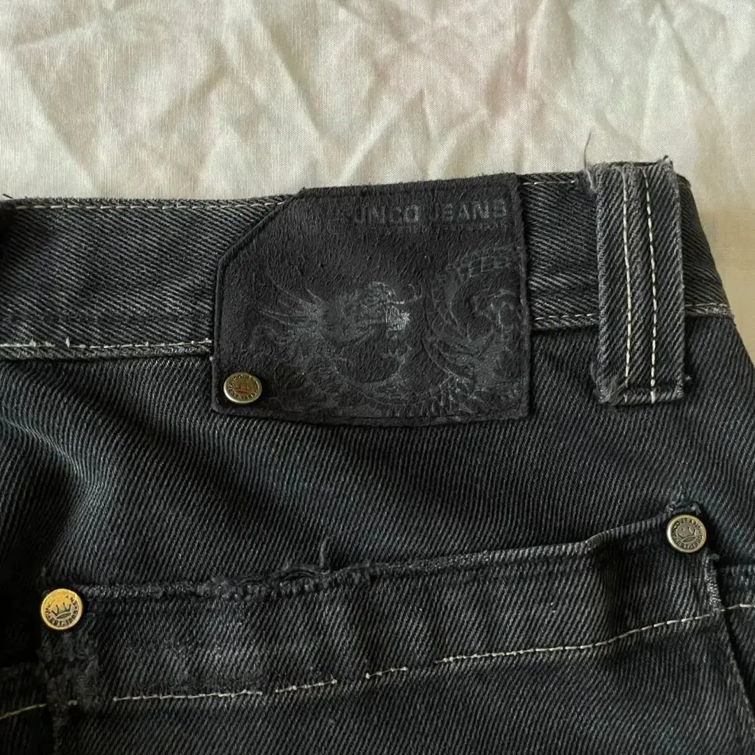 Streetwear JNCO Jeans Y2K Hip Hop Flame Skull Embroidery Retro Baggy Jeans Black Pants Punk Rock Gothic High Waist Wide Trousers