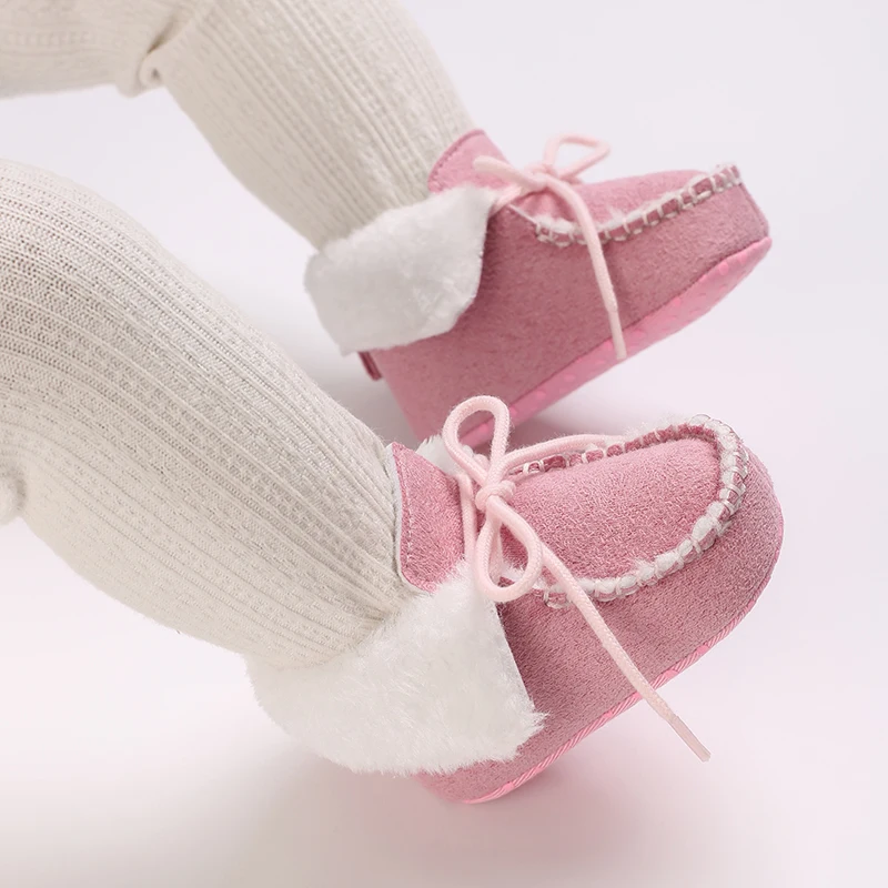 2023 Winter Snow Baby Boots Multiple Colors Warm Fluff Balls 2025 Indoor Colloidal particle sole Infant Newborn Toddler new Baby Shoes