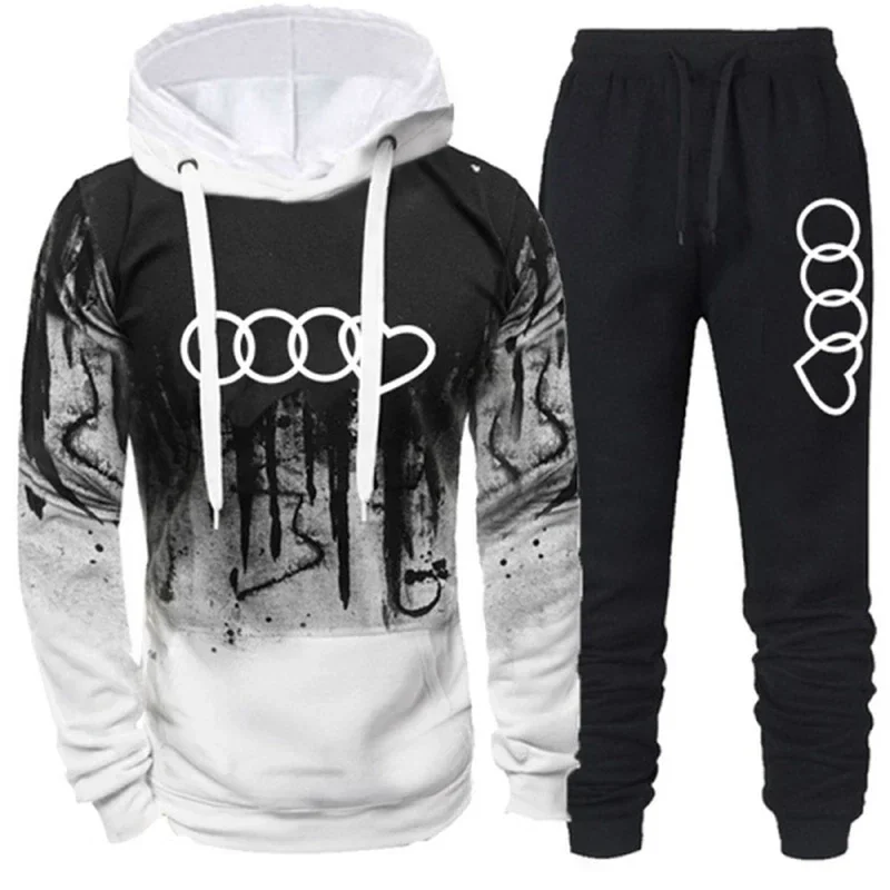 Mens Tracksuit Hot Sale Splash-ink Hoodies Or Sweatpants High Quality Male Dialy Casual Sports Jogging Set Autumn Winter Outfits