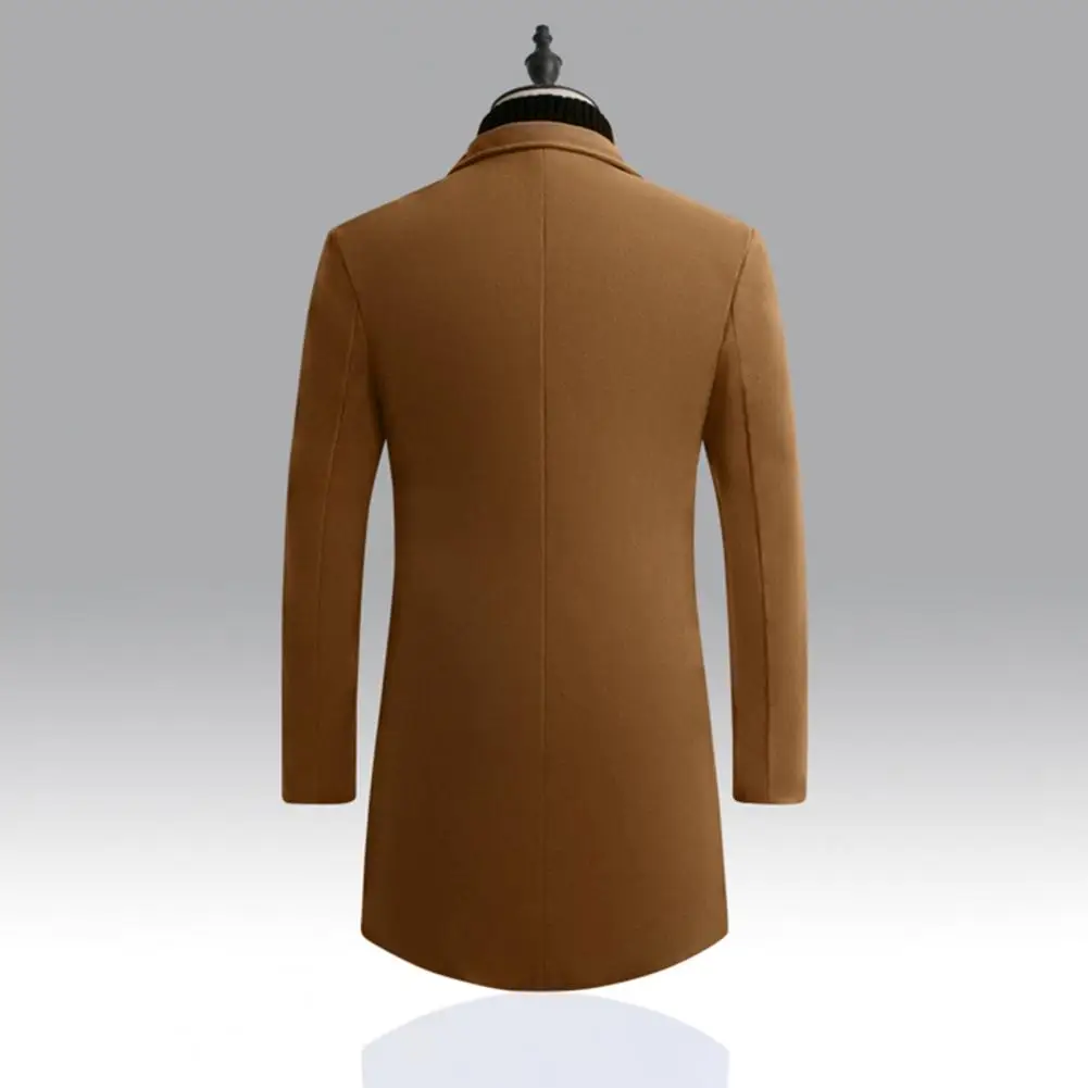 Korean Style Men 2025 Trench Coat Lapel Buttons Woolen Coat Casual Overcoat Jackets Men new Warm Long Outwear Spring Windbreaker