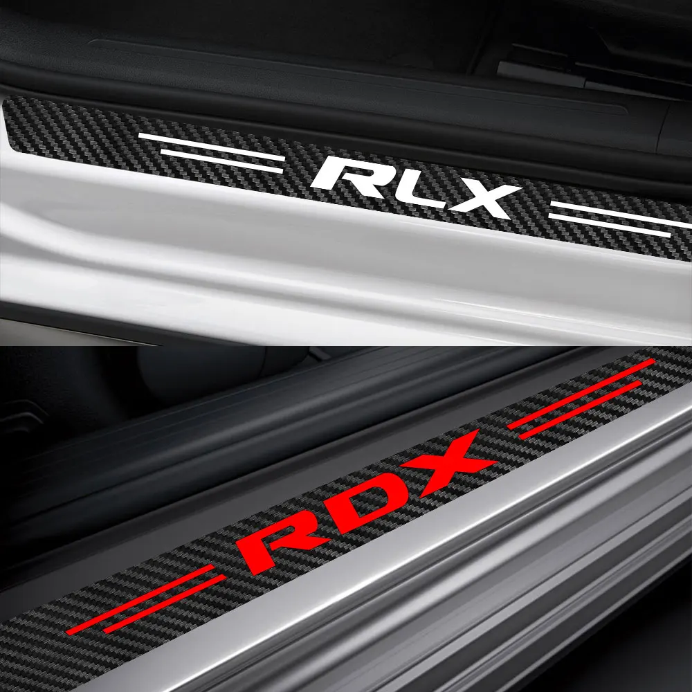 4PCS Car Door Sill Sticker Threshold Decal Auto Accessories For Acura CDX ILX MDX V6 Aspec NSX RDX RL RLX TL TLX TLX-L TSX ZDX