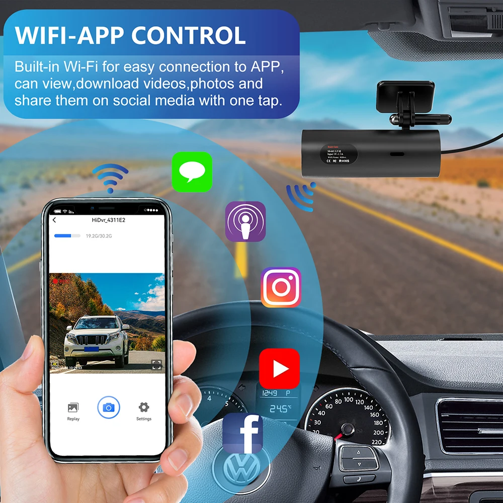 NMHJIE Car DVR WiFi UHD Dash Cam 4K for Car Surveillance Cameras Video Recorders 3840*2160P Dashcam 24H Parking Monitor