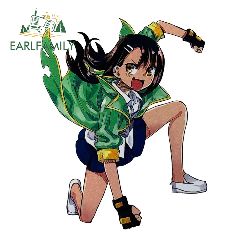 EARLFAMILY 2025 Nagatoro Hayase Cosplay Car Sticker Miss Nagatoro Sexy Uniform new Decal Rear Windshield Trunk Motorcycle Helmet Stickers