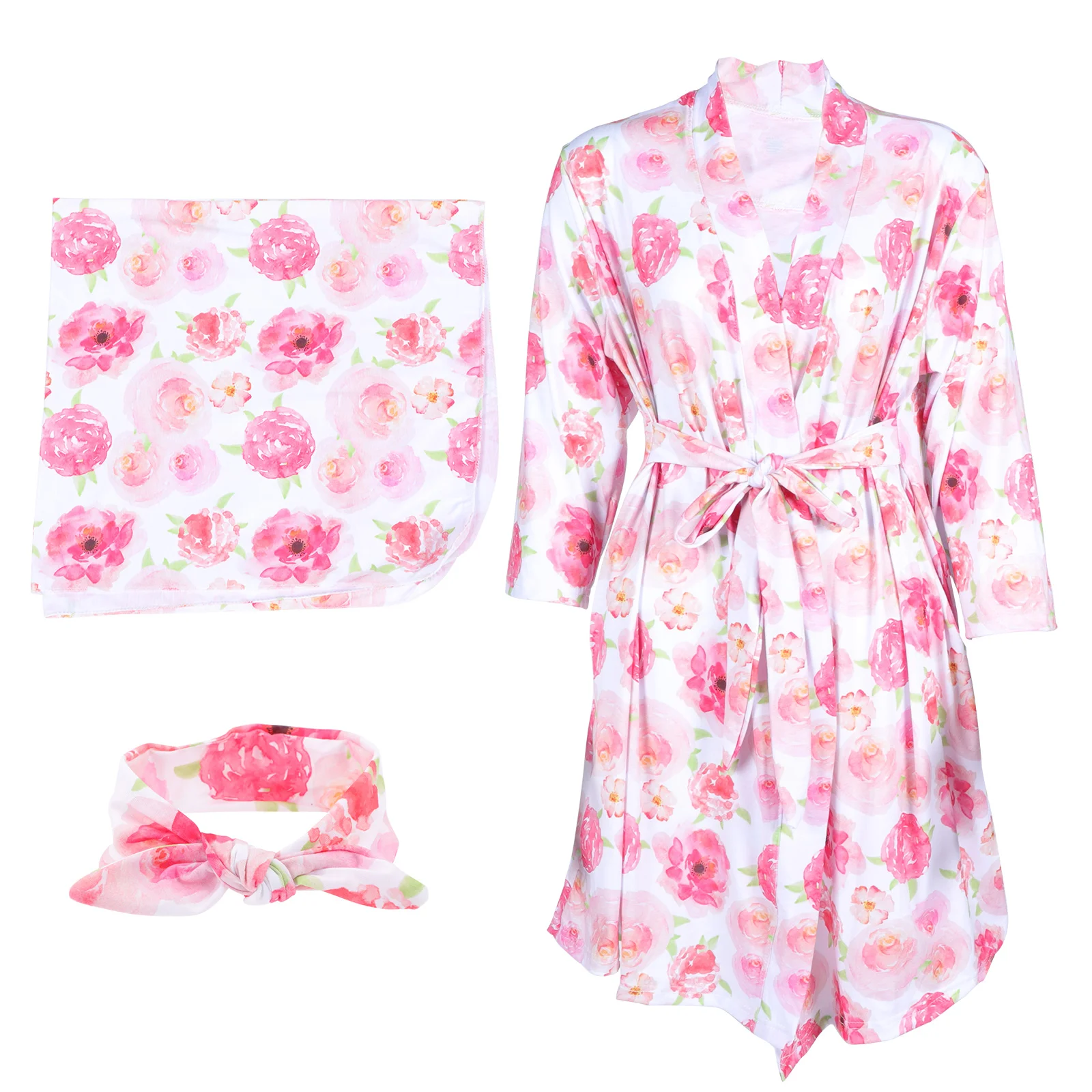 Girl Pamass Mom Baby Matching Outfits Robe Swaddle Set Mommy Me