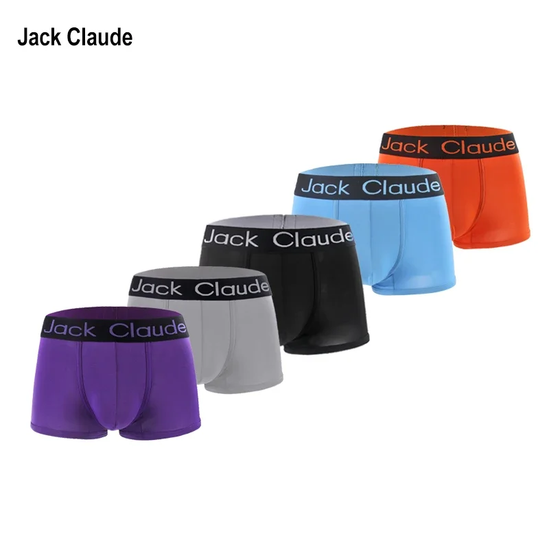 JACK CLAUDE 5pcs Men Underwear BoxerShorts Solid Sexy Lingerie Boxer Briefs Wholesale Lots Panties Majtki Meskie Underpants