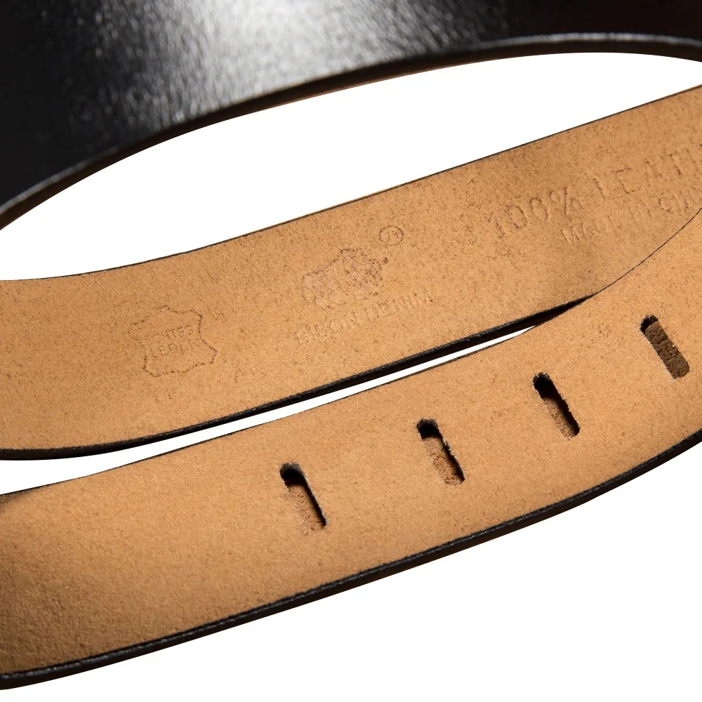 BISON DENIM Men's Jeans Belts Pin Buckle Cowhide Genuine Leather new Belts Vintage 2025 Brand Waistband Strap Belt For Men Male N71350