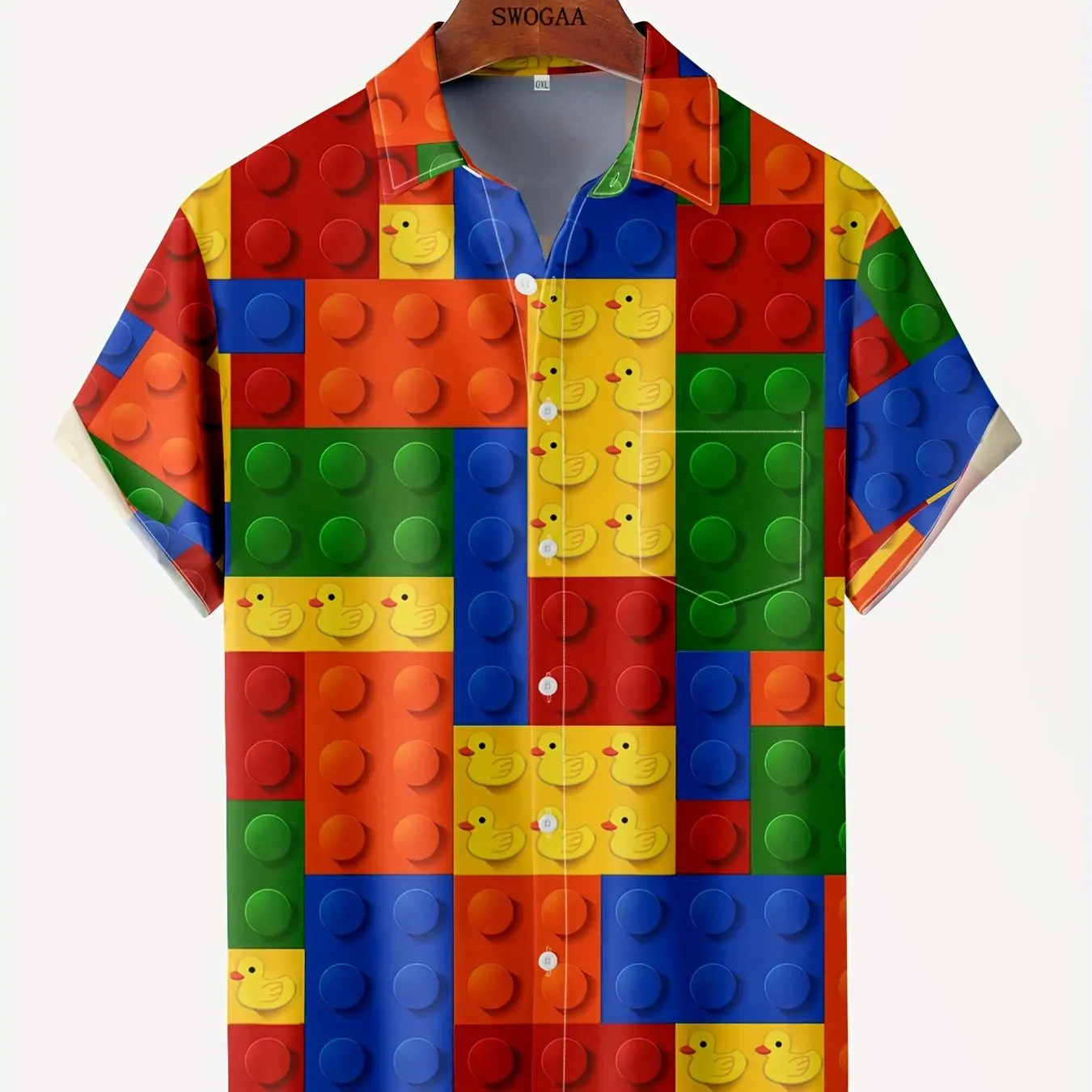 new Men's 3D 2025 Building Blocks Graphic Print Shirt Casual Chic Short Sleeve Lapel Shirt For Big Tall Unisex Shirt Streetwear Clothing