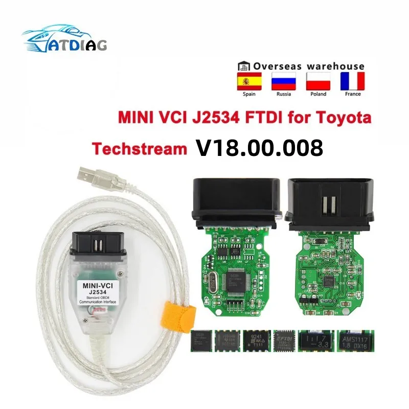 2025 mini vci For Toyota TIS Techstream V18.00.008 minivci FTDI For J2534 Auto Scanner OBD new OBD2 Car Diagnostics cable MINI-VCI Cable