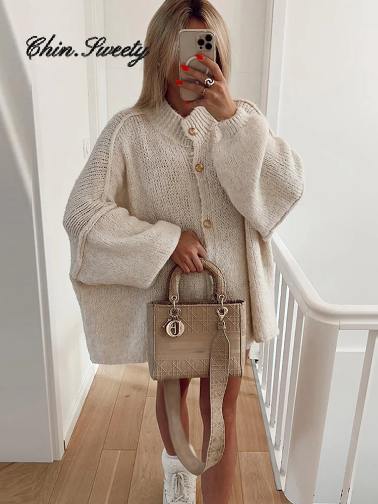 Casual Single Breasted Cardigan Women Loose Long Sleeve O-neck Oversize Sweaters 2024 Spring Office Female All-match Top