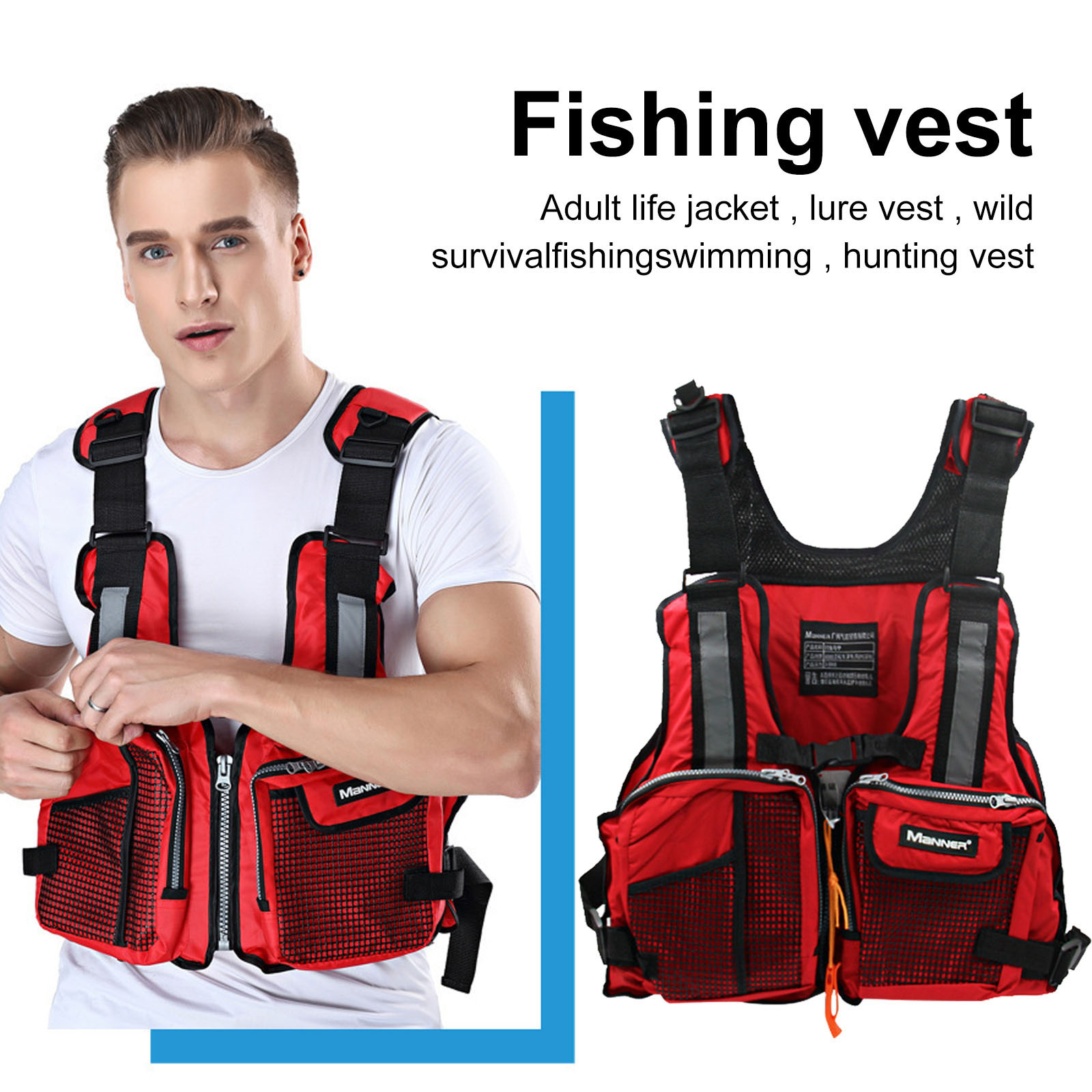 Universal Life Jacket for Adult Swimming Aid Buoyancy Vest Outdoor Swimming Boating Skiing Driving Vest Survival Suit Life Jacke