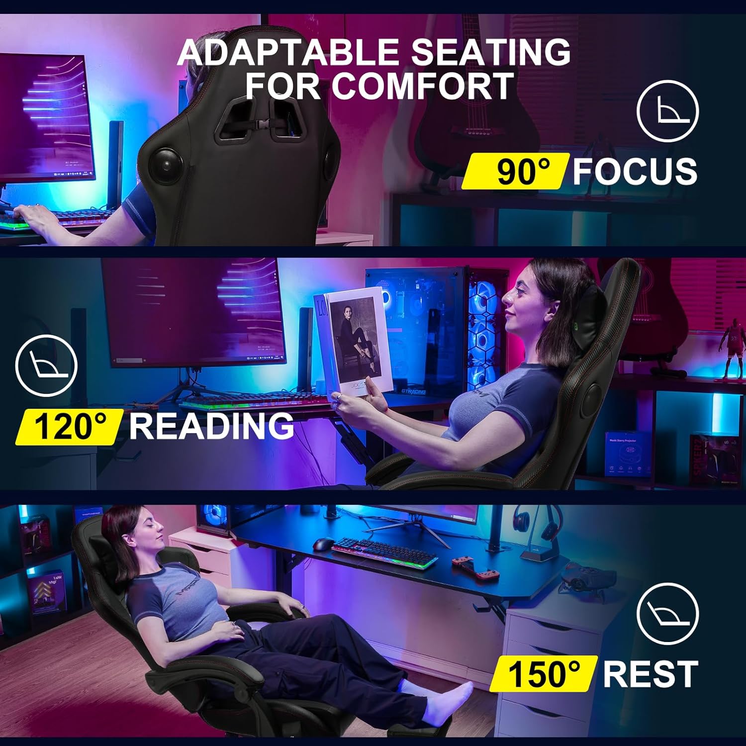 GTPLAYER Chair Computer Gaming Chair (Leather, Red)