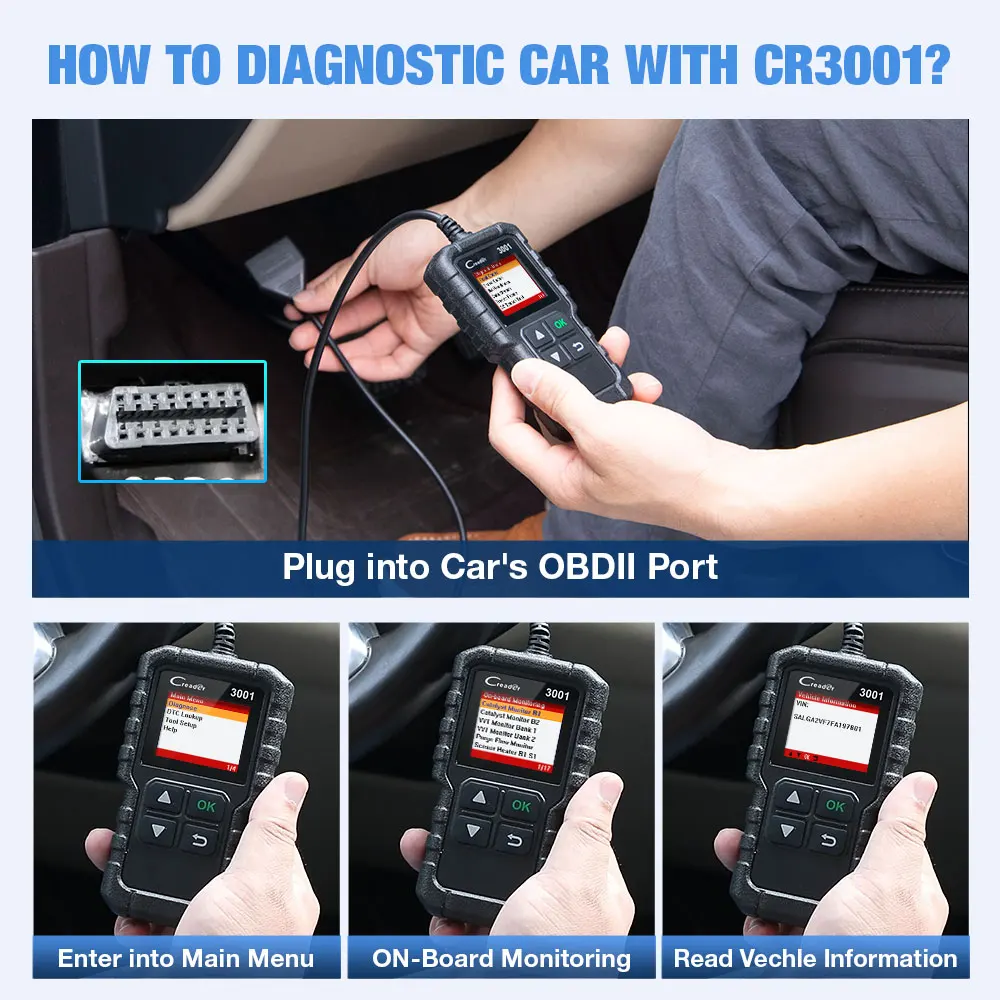 LAUNCH X431 CR3001 ALL OBD2 Scanner Car Diagnostic Tools Automotive Professional Code Reader 2025 Check Engine new Free Update pk ELM327