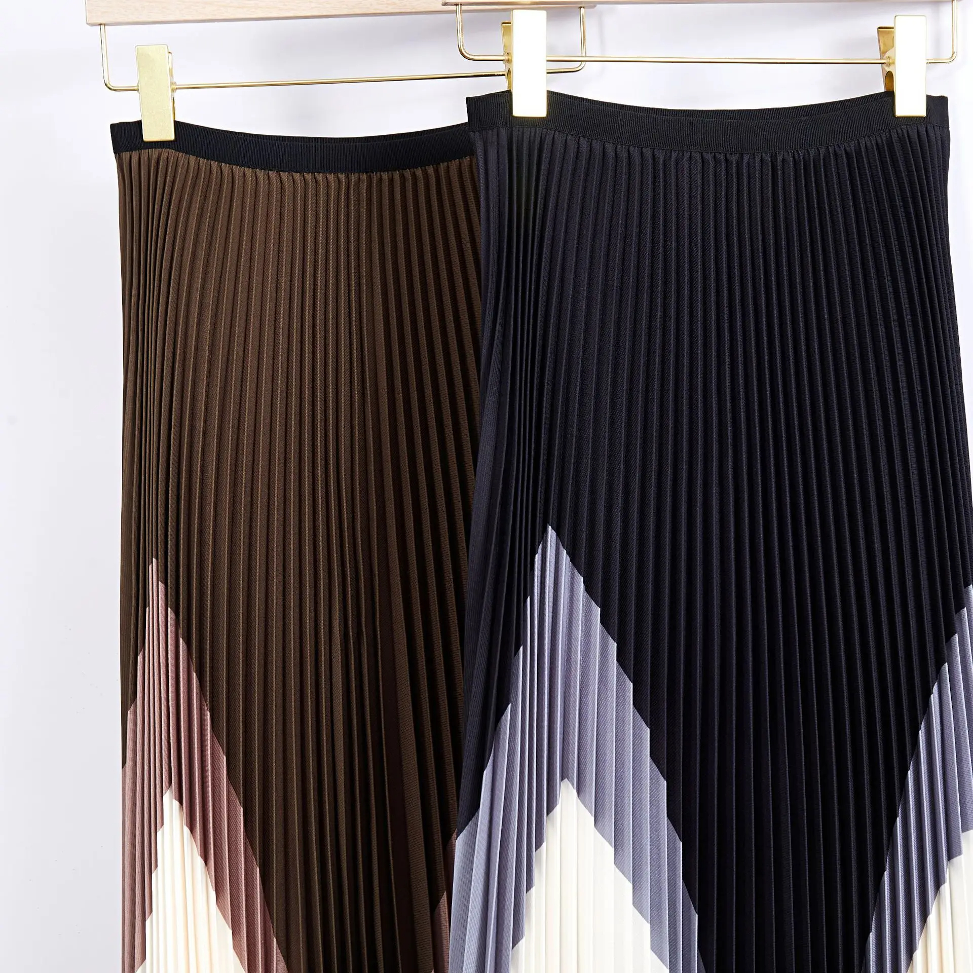 High Quality Two Piece Pants Pleated Suit Women 2024 Summer Gradient Color Printed Loose Top Women's High Waist Two-Piece Overskirt Suit