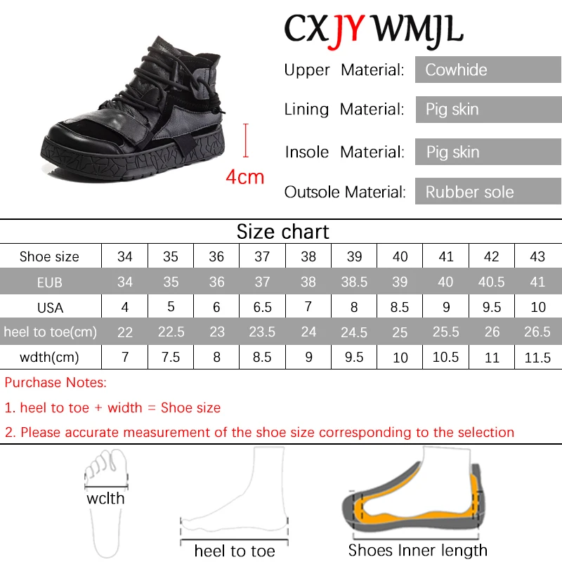 CXJYWMJL Cowhide High Top 2025 Sneakers Women new Autumn Winter Casual Vulcanized Shoes Genuine Leather Ladies Platform Sneakers Lace-up