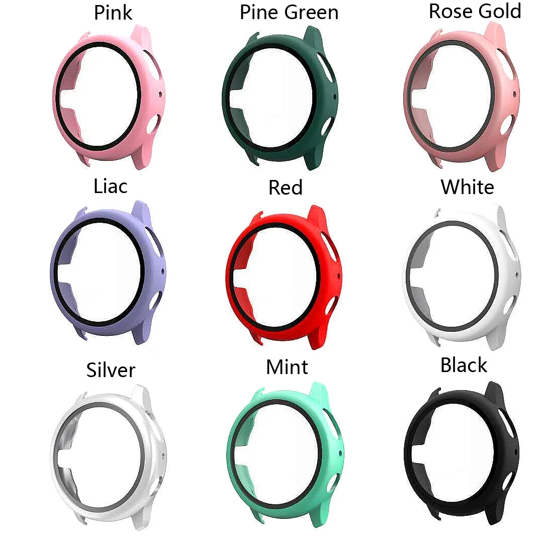 Case for Samsung Galaxy Watch Active 2 44mm 40mm Full Coverage Bumper Case with Tempered Glass Protective Cover Screen Protector smile