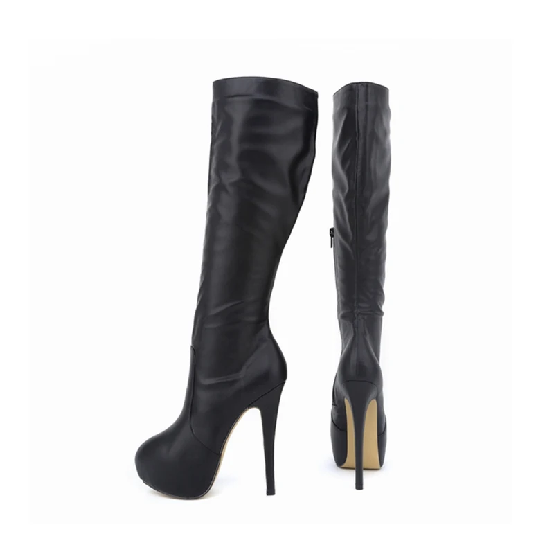 Women Boots Sexy 14cm Super High Matte Leather Round Toe High Heels Autumn Winter Over Knee Long Boots Red Women Shoes Plus Size