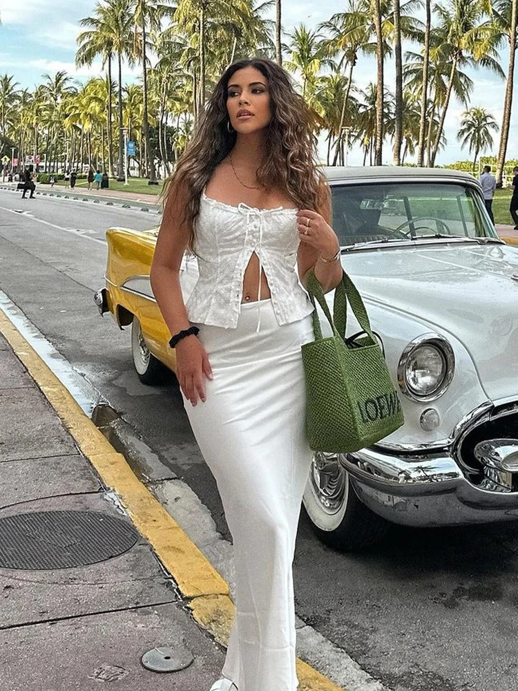 Suninheart 2025 Women Maxi White Maxi new Skirt Elegant High Quality Office Lady Satin Skirt with Lining Casual Summer Skirts New Arrival