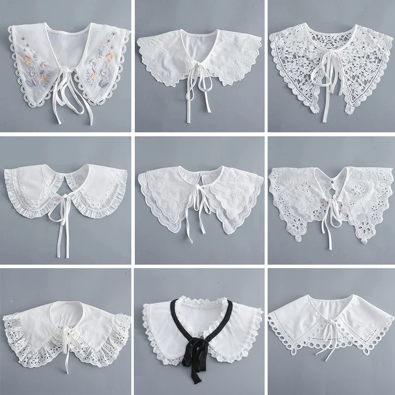Hollow OUt Detachable Collar 2025 Shawls for Women White Lapel Shoulder Wraps Small Cape Fake Collar Sweater Small Cape new False Collar