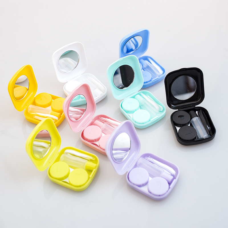 Candy Solid Colored Portable Cute Contact Lenses Box Lens Case for Eyes Care Kit Glasses Case Holder Container Women Gift