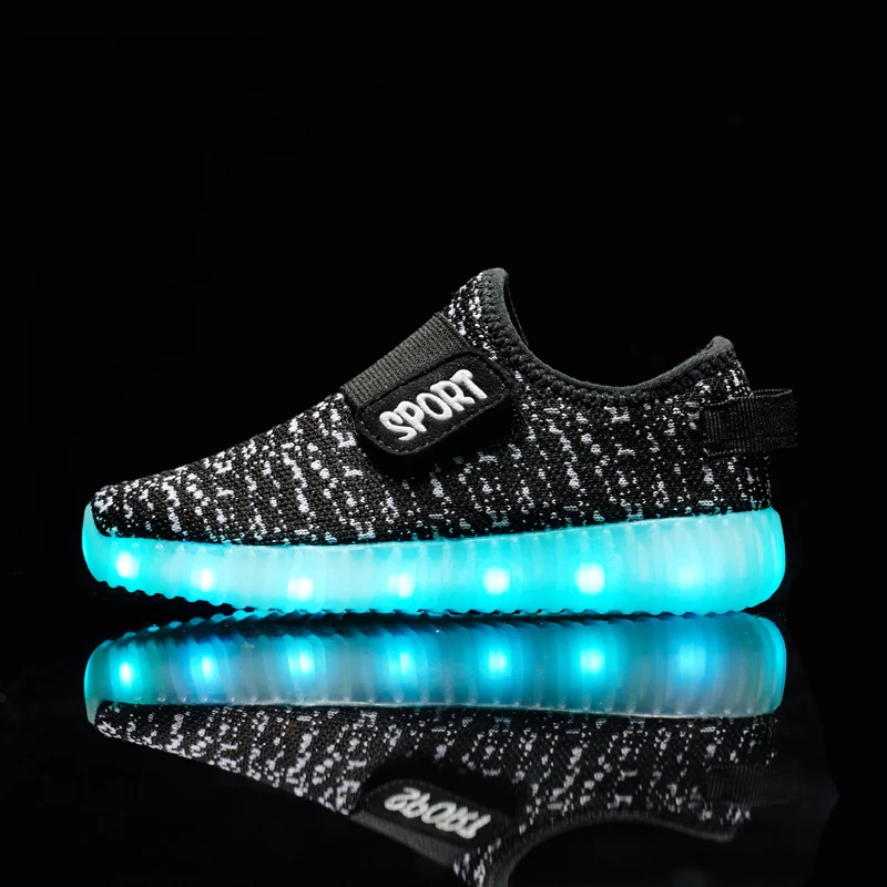 UncleJerry Child Summer Shoes Breathable 2025 Light Up Sneakers new Children Casual Shoes Kids chargeable Luminous Shoes for Girls Boys