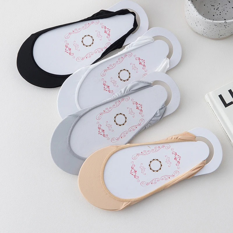 4 Pairs Women Summer Invisible Half-Palm Boat new Socks for High Heels 2025 Shoes Silicone Non-Slip Sock Female Suspender Thin Socks