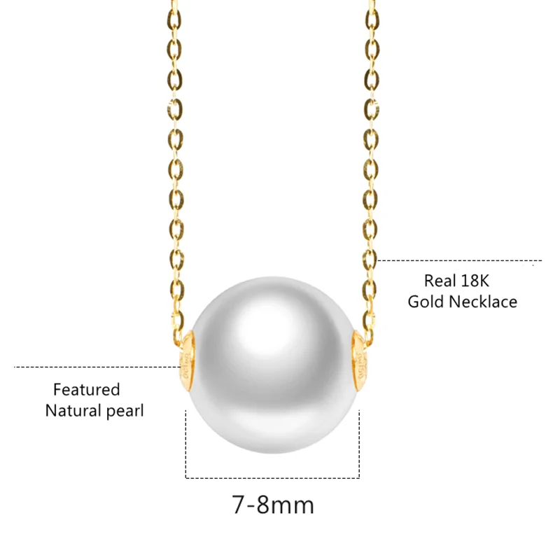 VITICEN Real 18K Gold Necklace For Women Natural Freshwater Pearl Necklace Wedding Party Valentine's Day Gift AU750 Gold Jewelry