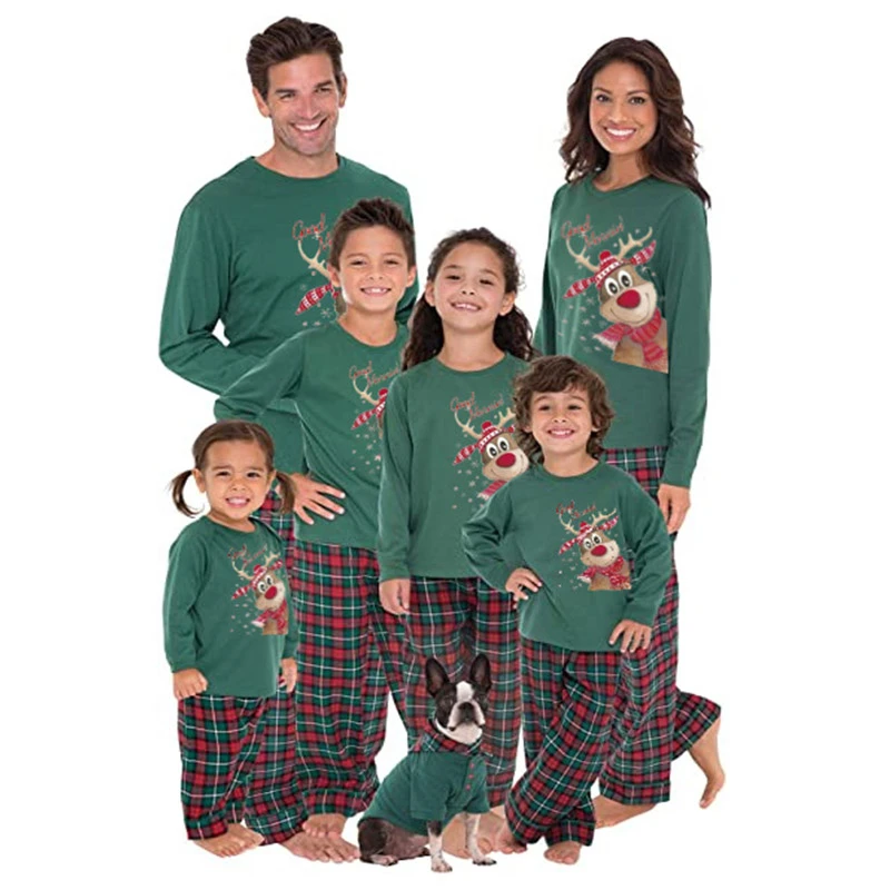 2024 Christmas Pajamas Outfits Family Mother Father Kids Matching Clothes Look Mommy And Me New Year's Costumes Pyjamas Deer