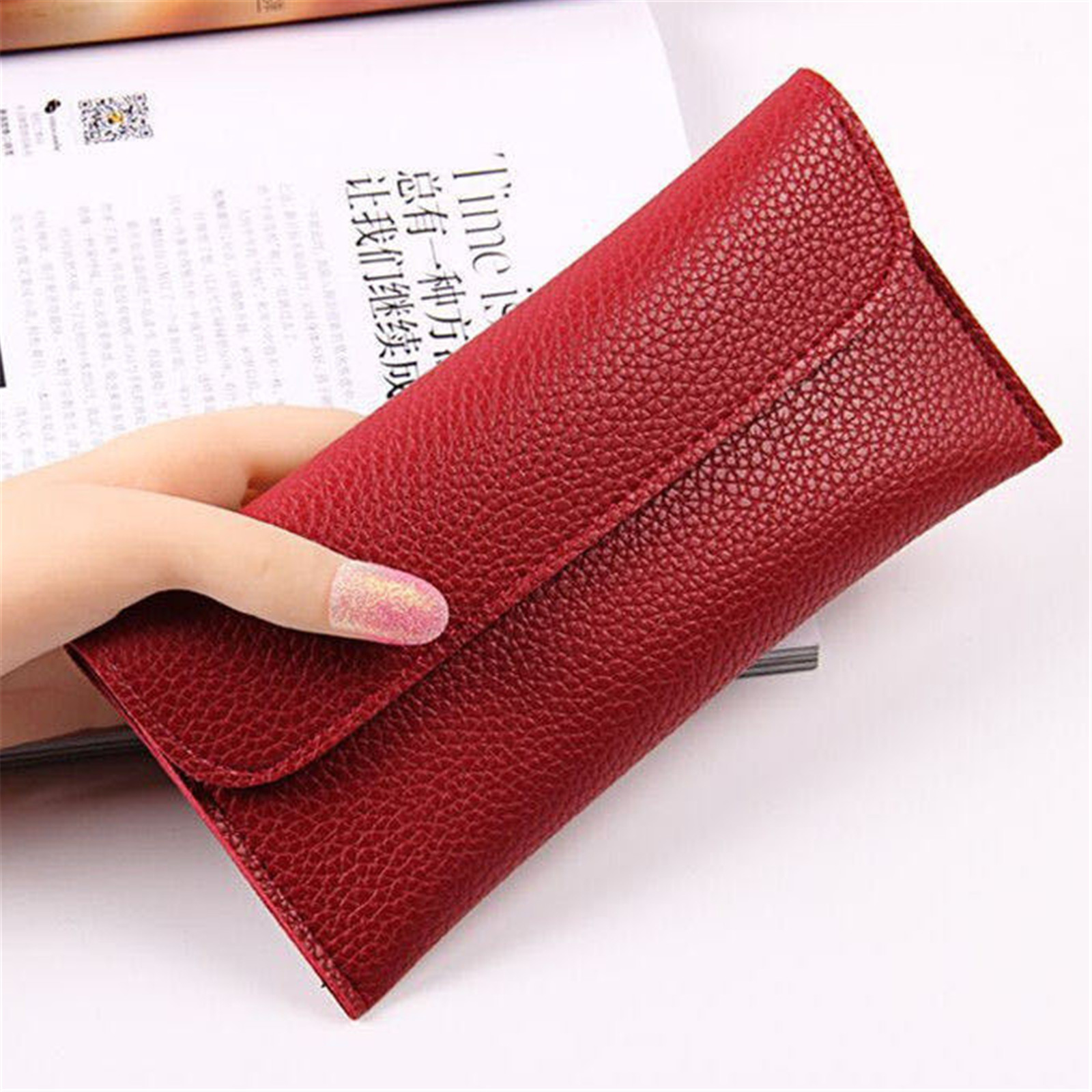 Women Wallet Ladies Long Purse Trend Slim Pu Leather Multi-Card Pocket Credit Card Holder Female Hasp Clutch Money Pouch Handbag smile