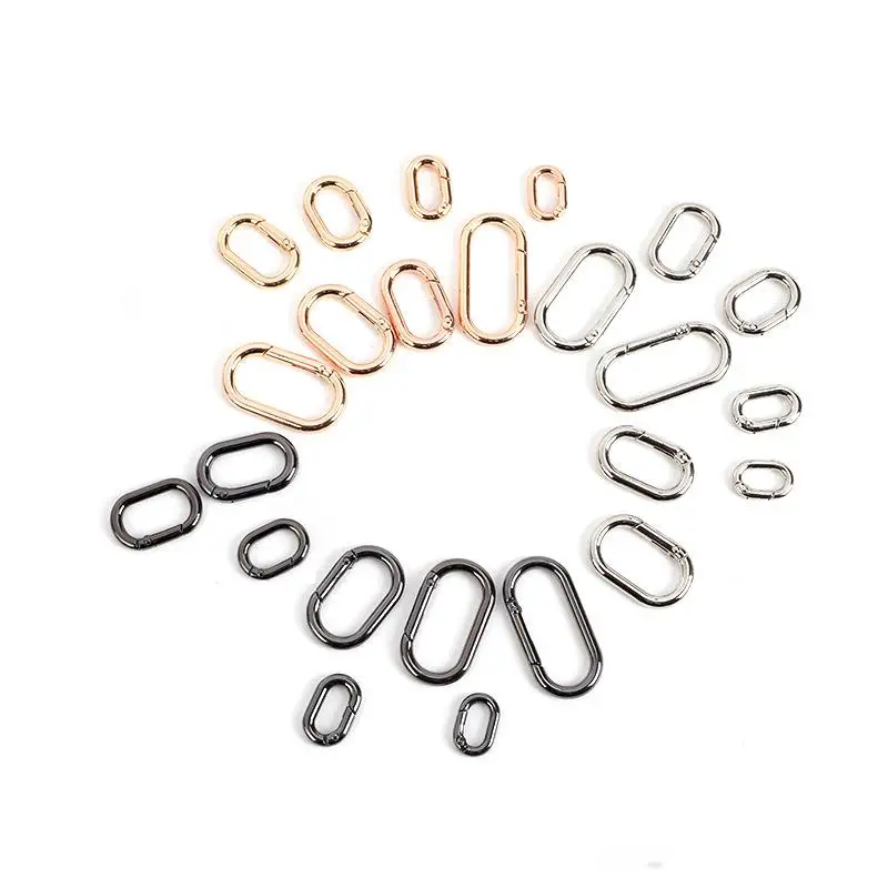 Oval Spring O Ring Openable Leather Bag Handbag Strap Buckle Connect Keyring Pendant Key Dog Chain Snap Clasp Clip Carabiner