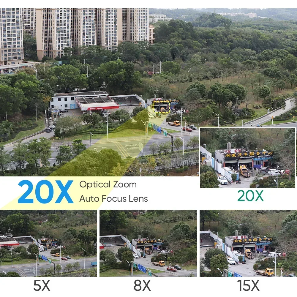 LS VISION 8K WiFi Camera Outdoor 20X Zoom Four Lens Dual Screen Security Cam PTZ CCTV Monitor Auto Tracking Surveillance Camera