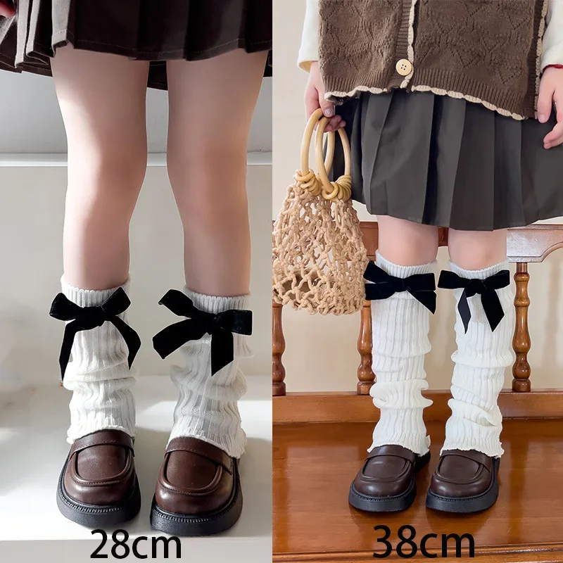 New Winter cm Children Korean Bow knot Lolitas Leg Warmers Kids Knitted Foot Cover for Girls Elastic Tube Heap Socks 5