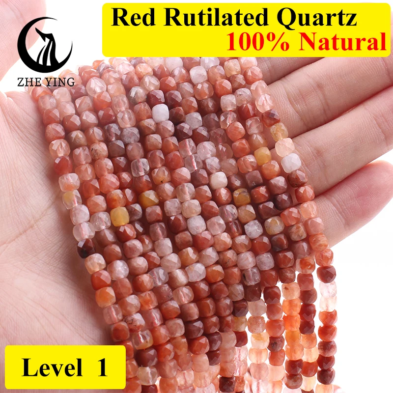 Zhe Ying 4mm Square Amazonite Stone Natural Faceted Lilac Epidote Beads for Jewelry Making Diy Jewelry Supply 85pcs/lot