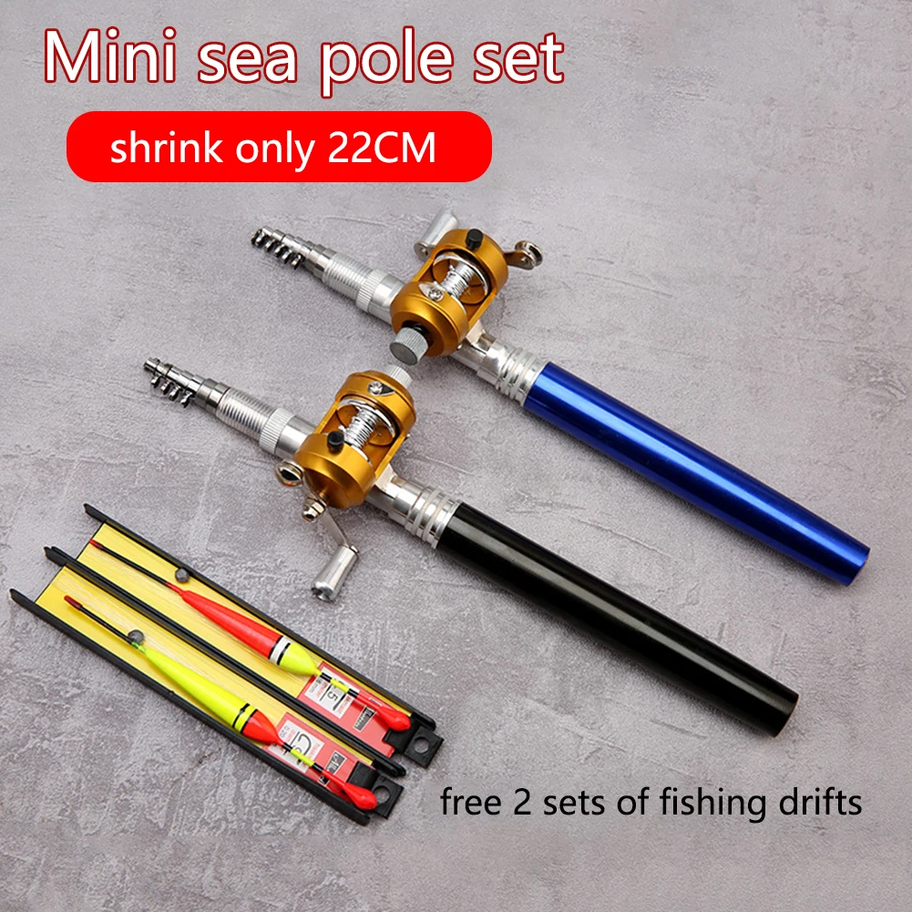 Mini Pocket Fishing Pen Portable Telescopic Fishing Rod For Raft Boat Bridge River Lake Sea Saltwater Freshwater Fishing