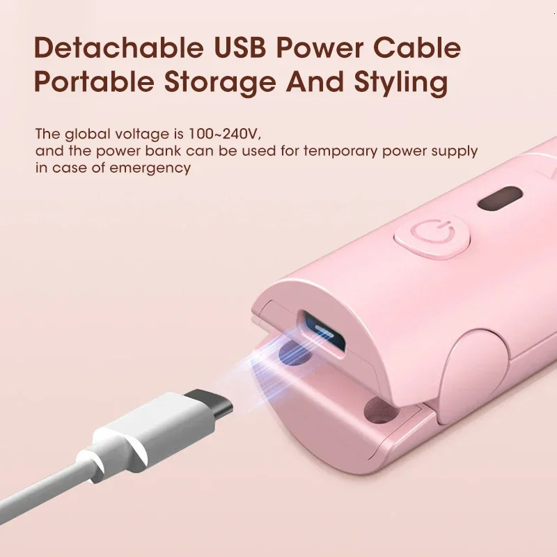 Hair Straightener Curler Comb Mini USB Plug In Antiscald Portable Wireless Brush For Home Travel Women 240315