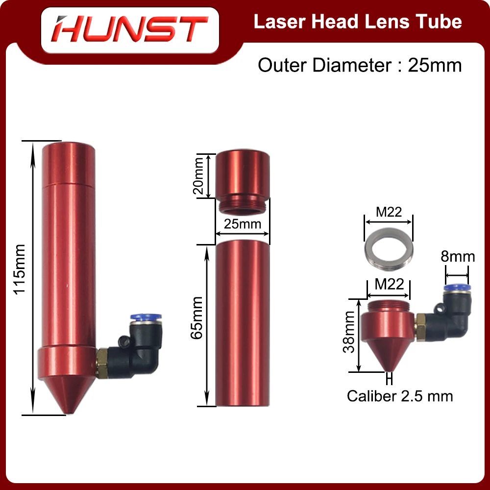 HUNST new CO2 Laser Head Barrel 2025 Outer Diameter 25mm Diameter 20mm Focal Length 50.8/63.5/101.6mm For Engraving And Cutting hine