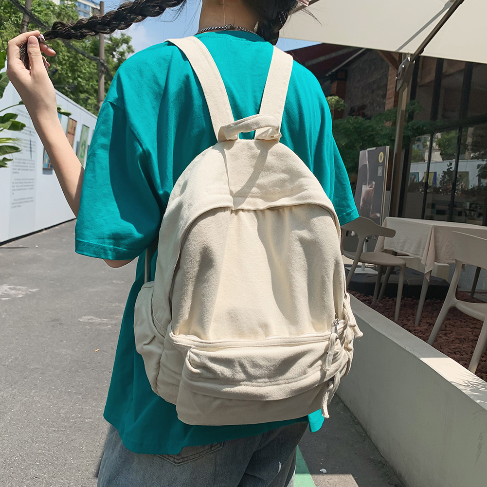 Women College Backpack Casual Solid Color Hiking Backpack Outdoor Sport School Bag Large Capacity Travel Laptop Rucksack 13e38
