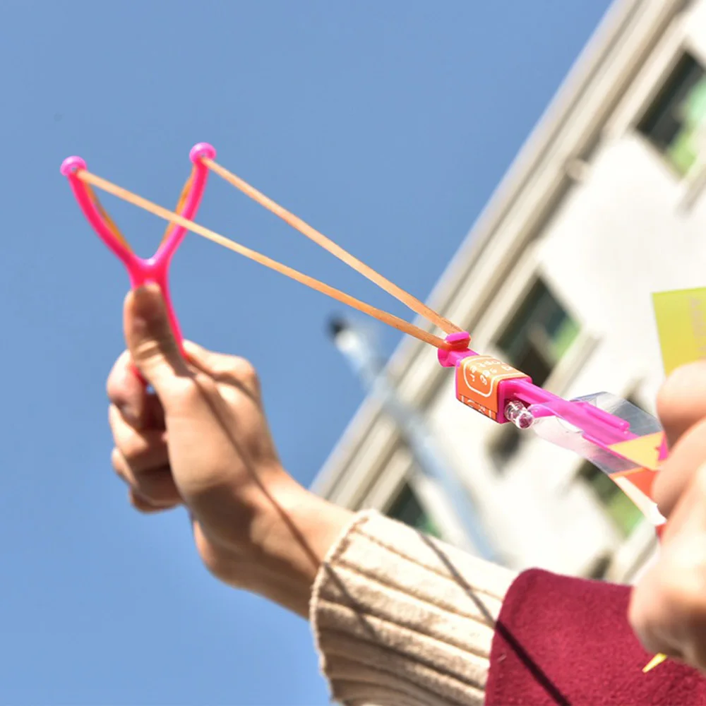 1-10pc Amazing Light Magical Light-Emitting Toy Arrow Rocket Helicopter Flying LED Light Toy Party Fun Gift Rubber Band Catapult