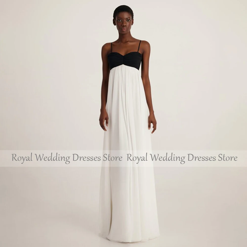 Elegant Wedding Dresses for Women 2023 Bride Black Ivory Empire 2025 Gowns Long Sweetheart Bow Spaghetti Straps new Bridal Dress