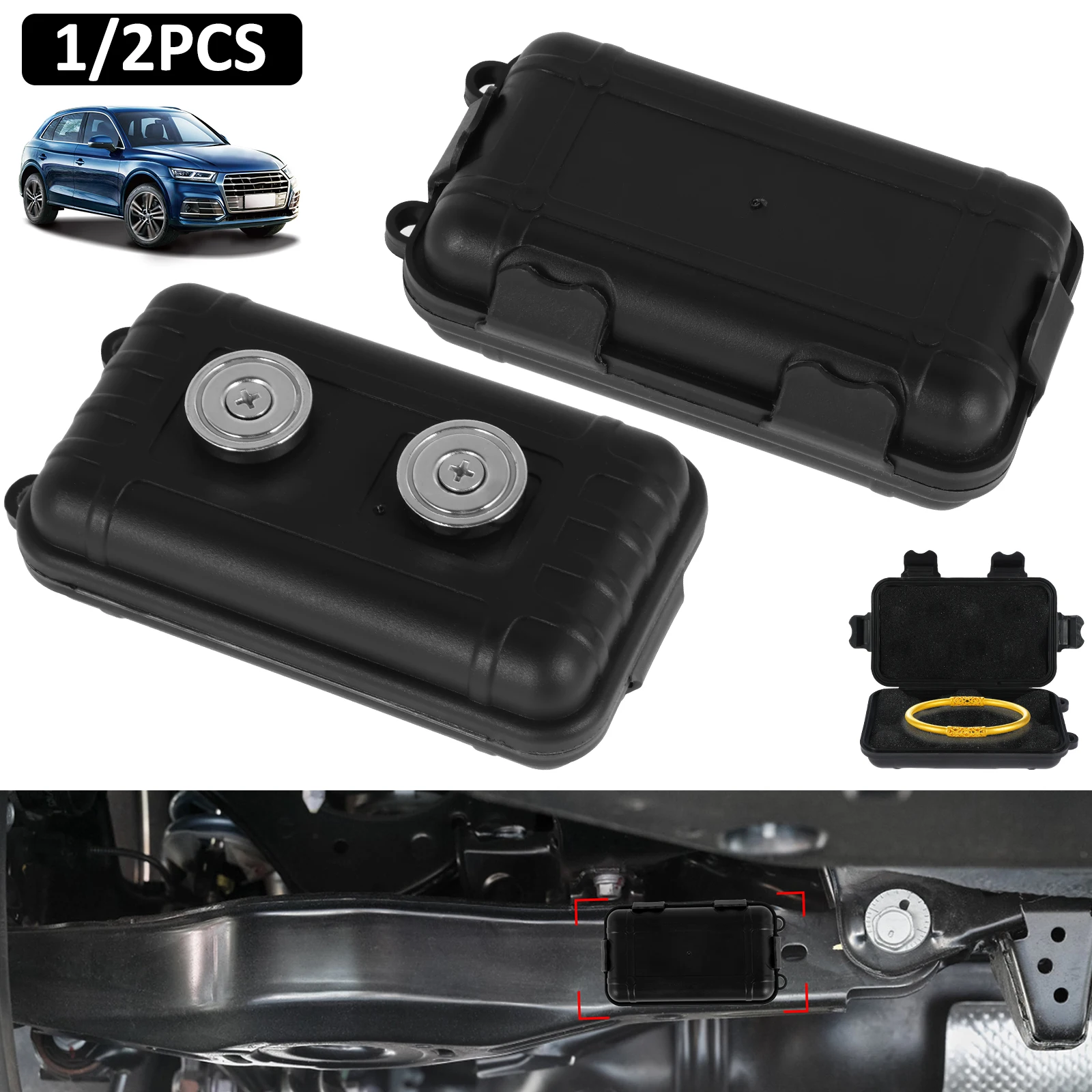 Magnetic Key Holder Under Car Hide Key Box with Strong Magnet Waterproof Magnetic Key Hider Rustproof Magnetic Storage Box