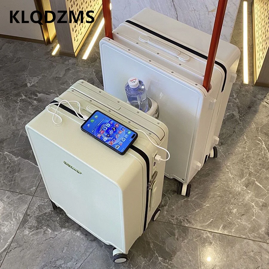 20"24"26 Lage Inch KLQDZMS New Wide Trolley Boarding Box Multifunctional Portable Trolley Case with Wheels Rolling Suitcase smile