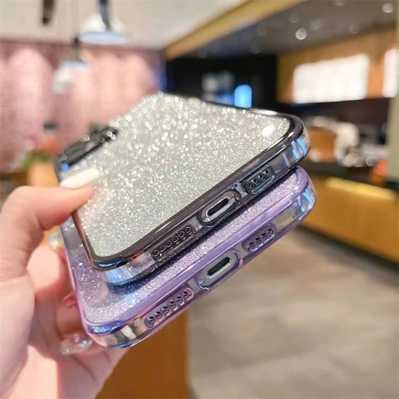 b a Honor For Huawei Electroplated Glitter Case Pro Shockproof Soft TPU Bumper Transparent Phone Back Cover