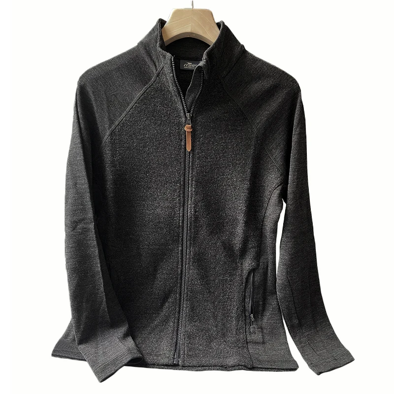 Women Jacket Merino Wool 80% Merino Wool Full Zip Heavyweight 300g Womens Sweatshirt Stand-Up Collar Long Sleeve Jacket Outdoor 80% smile 80% 80%