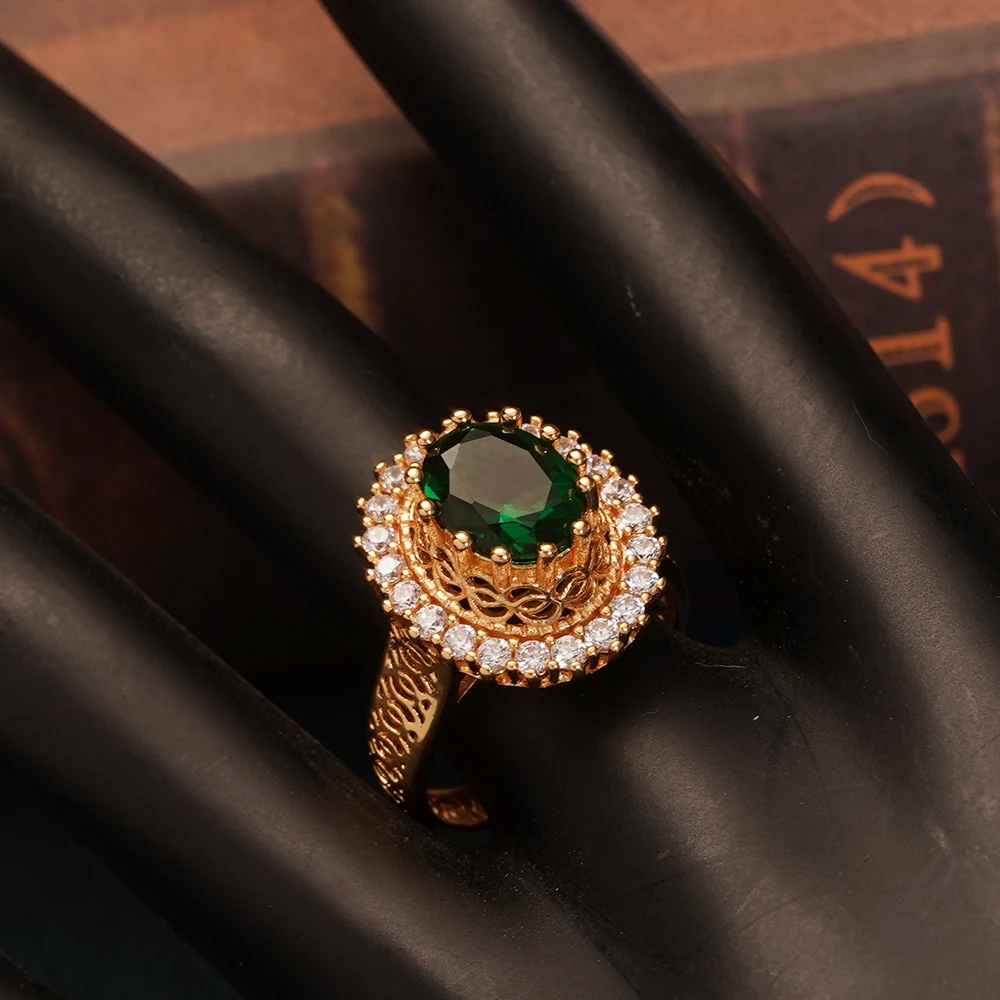 New Copper Gold Plating Wedding Cubic Zirconia Women Rings Unisex Engagement Gifts Jewelry Rings Big Stone Wedding Bands
