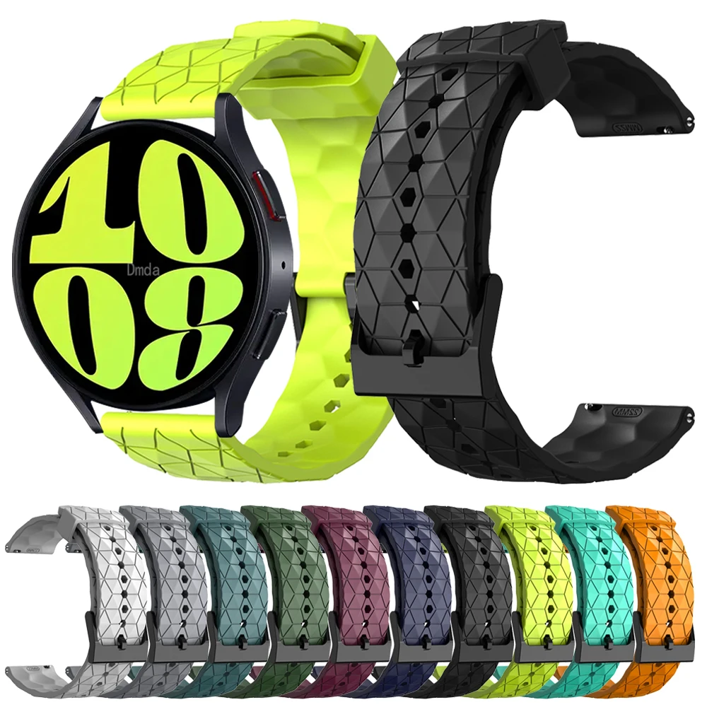 Sports Silicone Watch Straps For Samsung Galaxy Watch 6 5 Pro 44mm 40mm 4 6 Classic 43mm 47mm Football Pattern 20mm 22mm Band