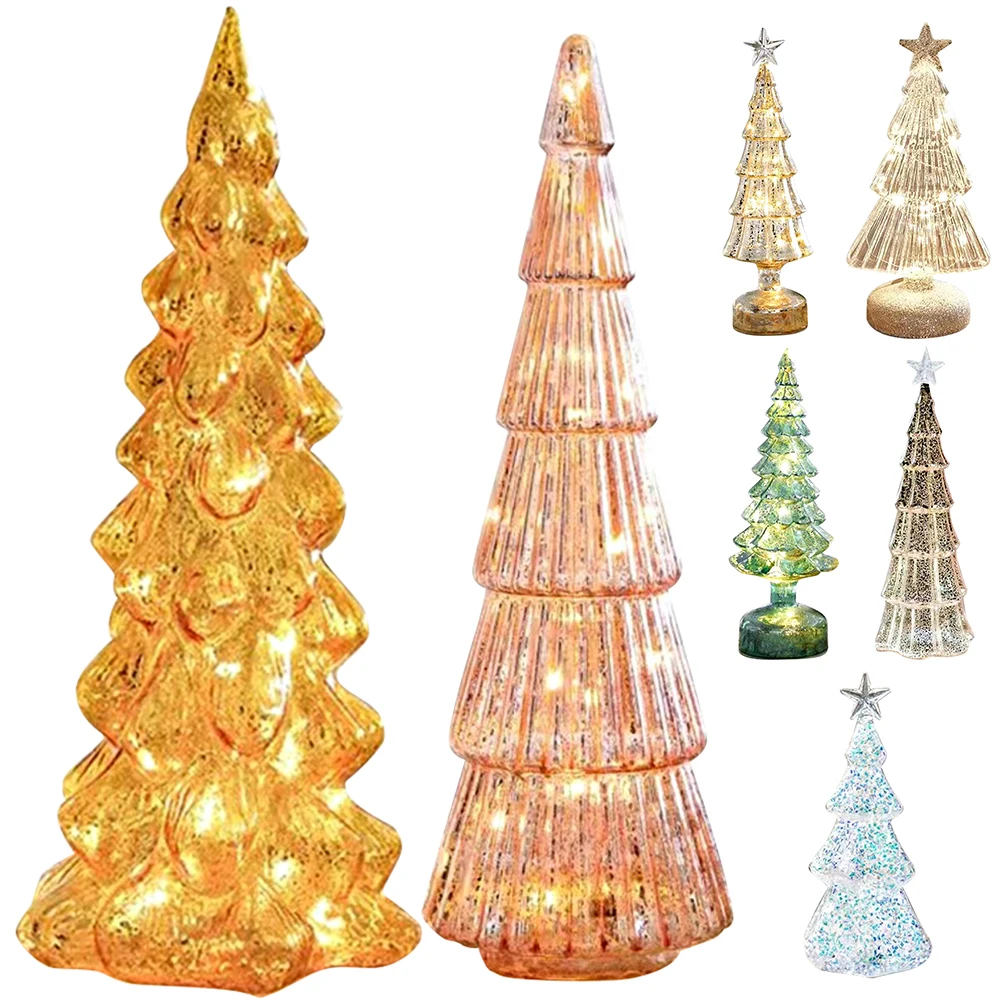 NEW 2025 Christmas Tree Glass Night Light for Home Xmas Romantic Holiday Atmosphere Arbol De Navidad Ornaments LED Luminou new Decor New