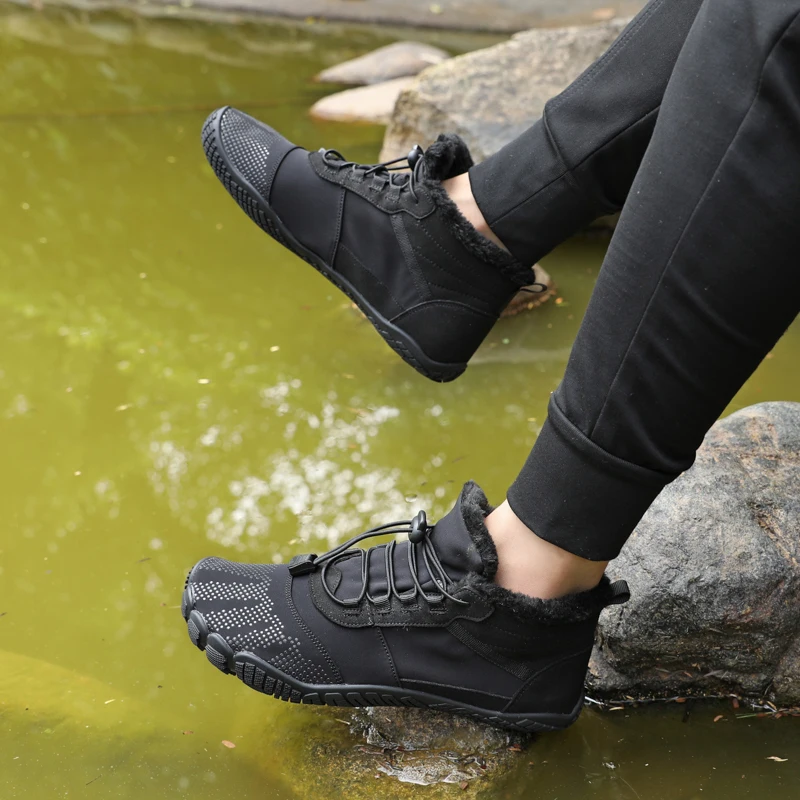 Waterproof Men Boots High Top Casual Shoes Winter Sneakers Plush Warm Snow Shoes Barefoot Shoes Big Size 36-47 Women Men Boots