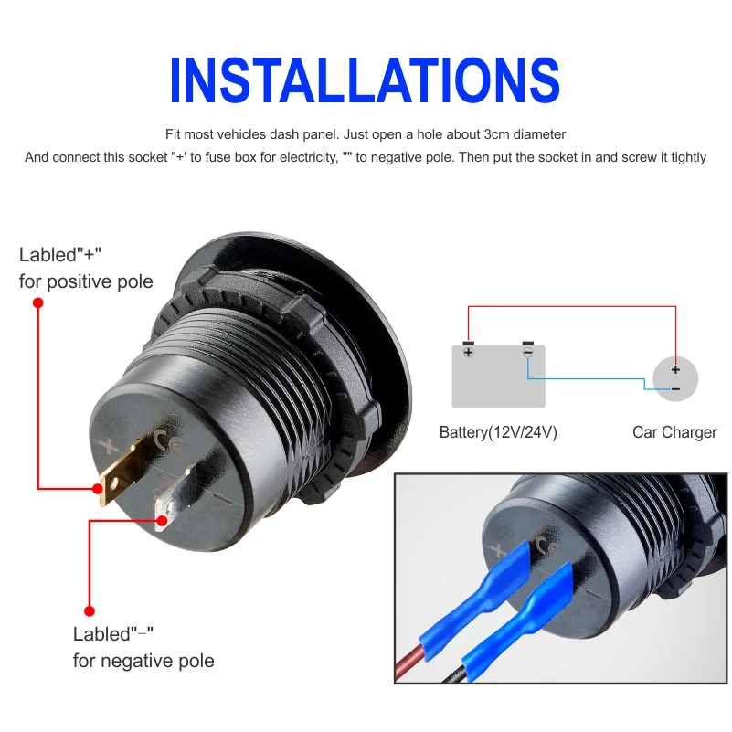 USB C car charger outlet adapter marine 12v super fast power adapter socket for audi a4 b8 a6 c7 a3 8p a5 q5 audi rs3 8v