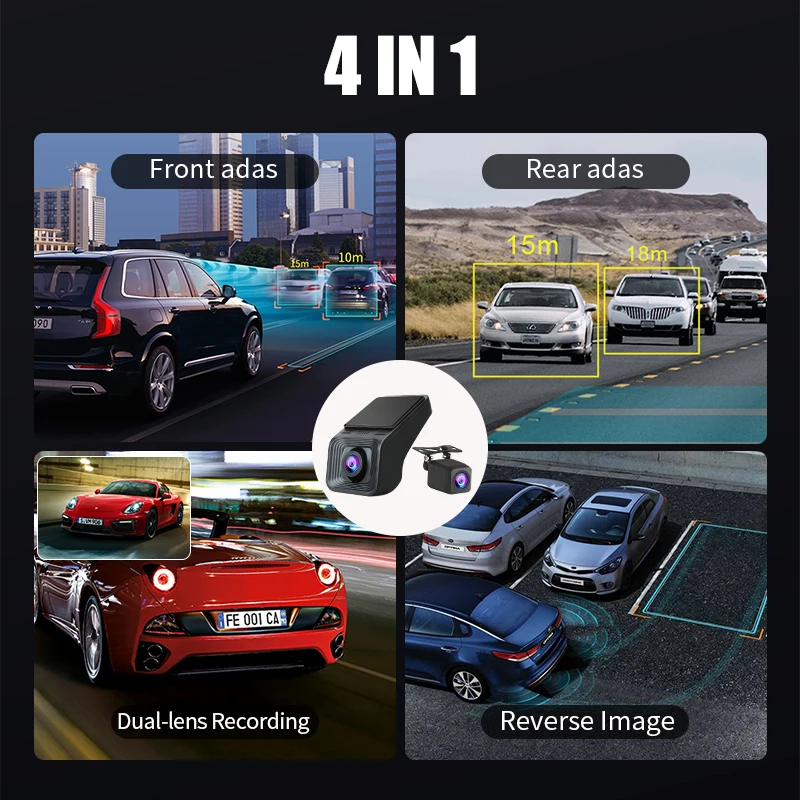 Full HD 170° Wide Angle Dash Cam for Android Multimedia Double Recording Front And Rear Camera Car DVR ADAS TF Card 32G 64G USB