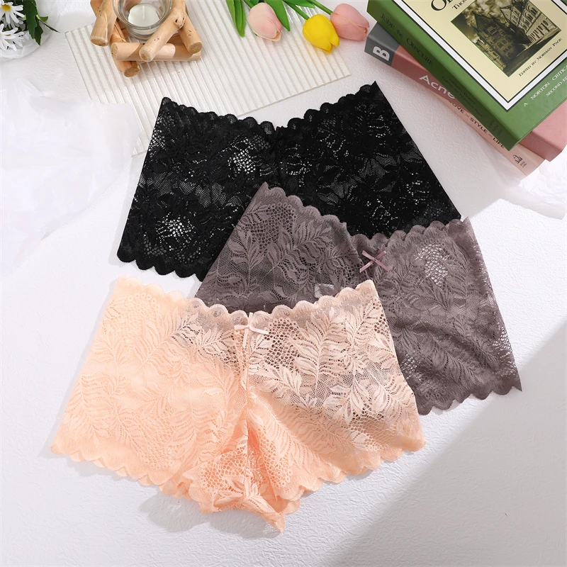 FINETOO Women Lace Transparent Panties Sexy Floral Low-Waist Ladies Underpants Female Hollow Out Mesh Perspective Lingerie S-XL