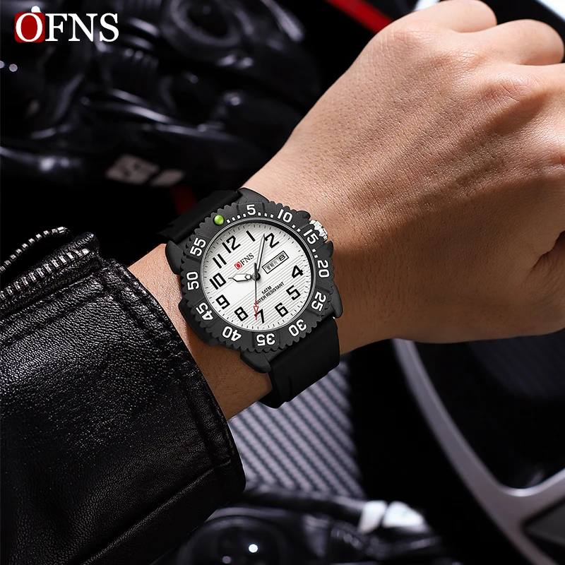 OFNS Top Brand Luxury Man Wristwatch Waterproof Luminous Date Silicone Men's Watches Sports Men Watch Casual Quartz Male Clocks